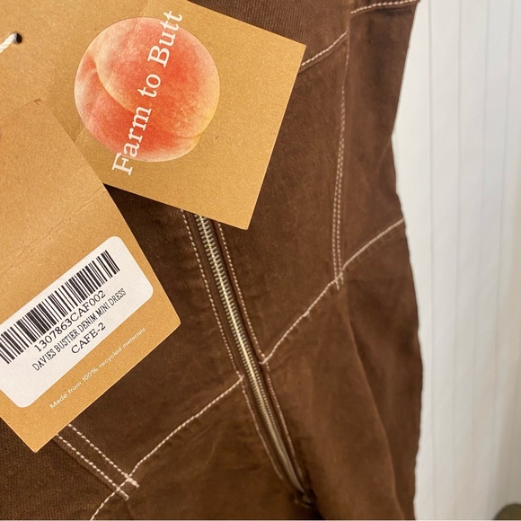 Reformation Davies Bustier Cafe Brown Denim Mini Dress NWT 2 Small Western Rodeo - Picture 7 of 9